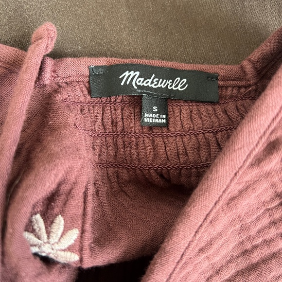 Madewell Embroidered Lightspun Peplum Open-Back Top, Size Small - Picture 7 of 8